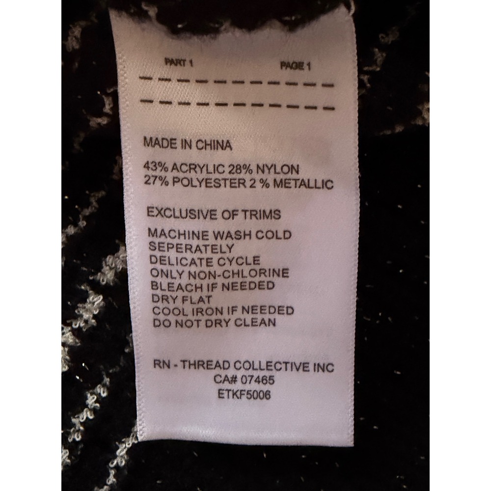 Ellen Tracy | Plaid Stitch Lady Jacket Cardigan Large Black Metallic Gold Button - Picture 10 of 10